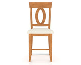 Canadel Upholstered Counter Stool 8100 in YJ Faux Leather and 01 Honey Washed and Fixed Base, front view