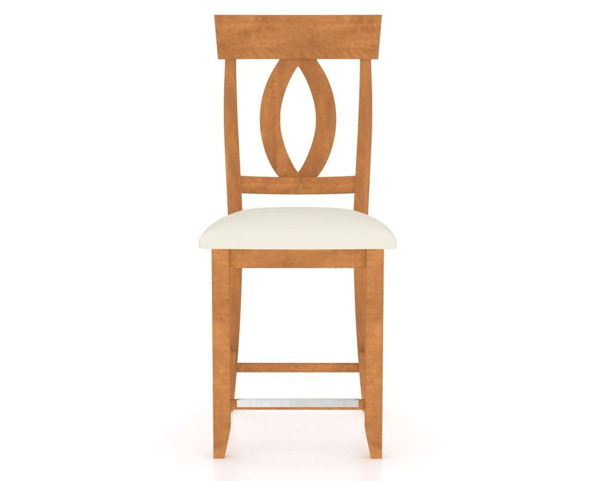 Canadel Upholstered Counter Stool 8100 in YJ Faux Leather and 01 Honey Washed and Fixed Base, front view