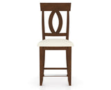 Canadel Upholstered Counter Stool 8100 in YJ Faux Leather and 19 Cognac Washed and Fixed Base, front view