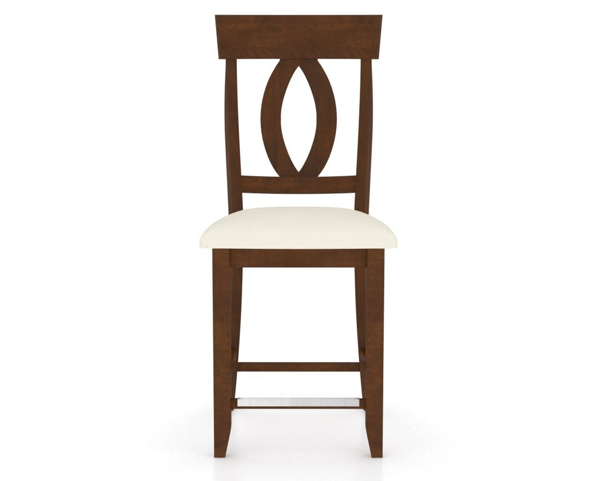 Canadel Upholstered Counter Stool 8100 in YJ Faux Leather and 19 Cognac Washed and Fixed Base, front view