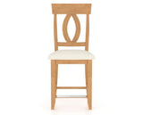 Canadel Upholstered Counter Stool 8100 in YJ Faux Leather and 20 Caramel Washed and Fixed Base, front view