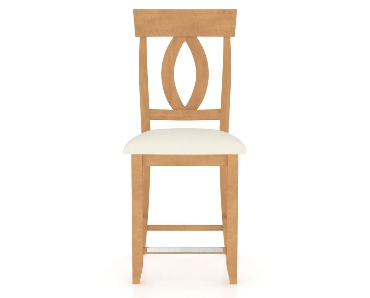 Canadel Upholstered Counter Stool 8100 in YJ Faux Leather and 20 Caramel Washed and Fixed Base, front view