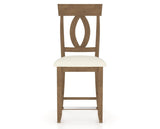 Canadel Upholstered Counter Stool 8100 in YJ Faux Leather and 25 Pecan Washed and Fixed Base, front view