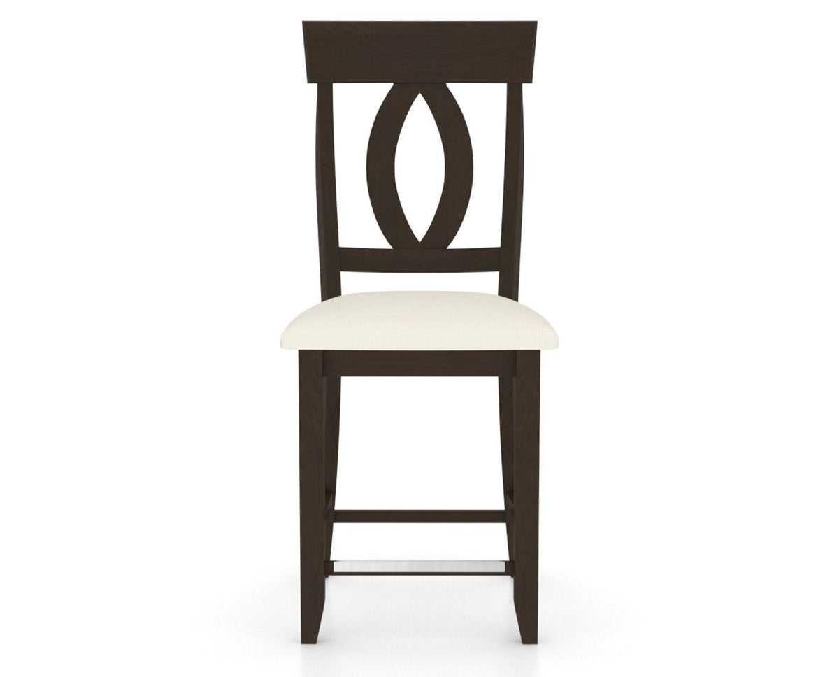 Canadel Upholstered Counter Stool 8100 in YJ Faux Leather and 59 Davy's Grey and Fixed Base, front view