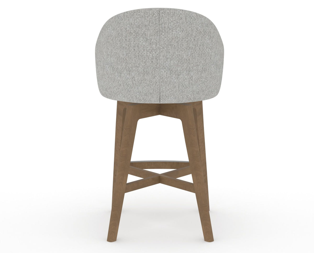 Canadel Downtown Point Counter Stool in Pecan Washed, 7C Fabric, back view