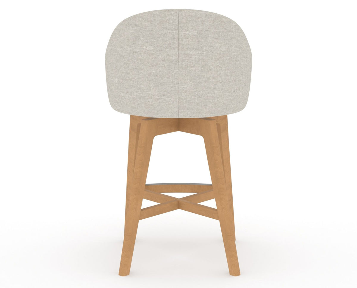 Canadel Downtown Point Counter Stool in Caramel Washed, TB Fabric, back view