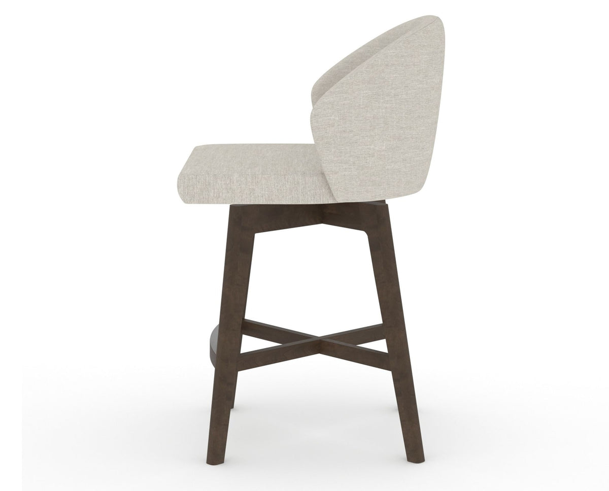Canadel Downtown Point Counter Stool in Hazelnut Washed, TB Fabric, side view