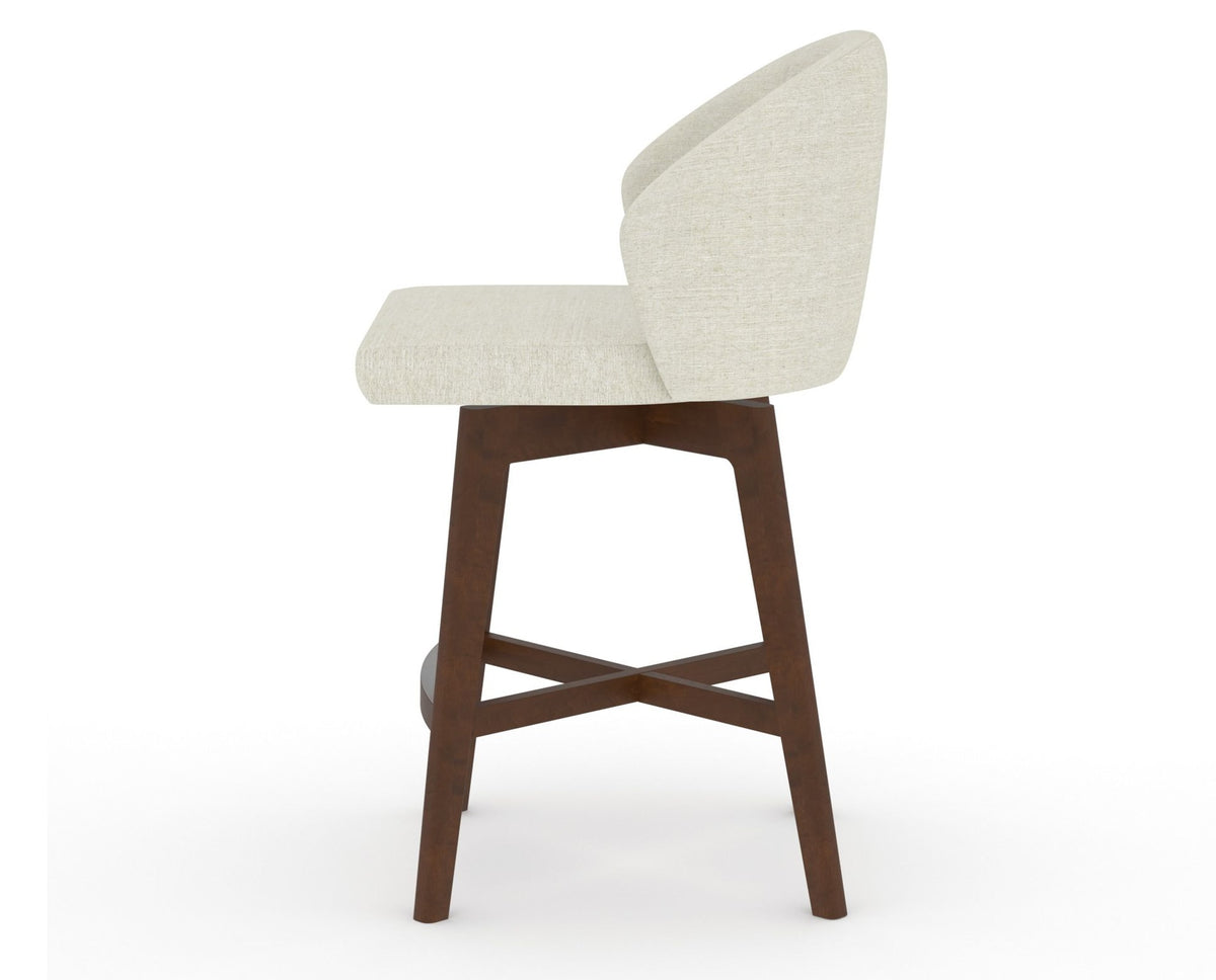Canadel Downtown Point Counter Stool in Cognac Washed, TW Fabric, side view
