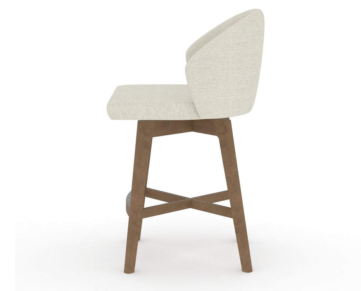 Canadel Downtown Point Counter Stool in Pecan Washed, TW Fabric, side view