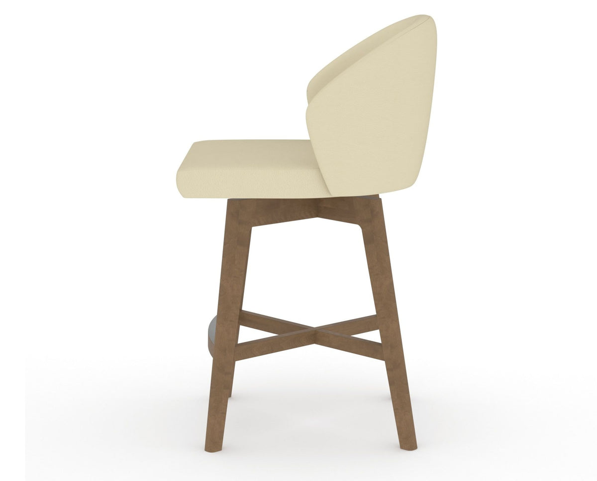 Canadel Downtown Point Counter Stool in Pecan Washed, XZ Faux Leather, side view