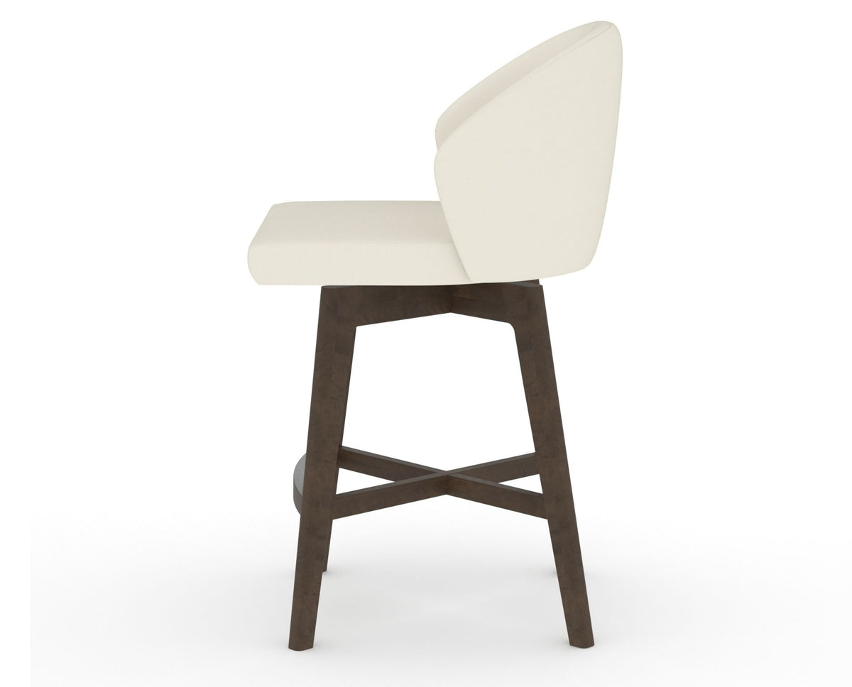 Canadel Downtown Point Counter Stool in Hazelnut Washed, YJ Faux Leather, side view