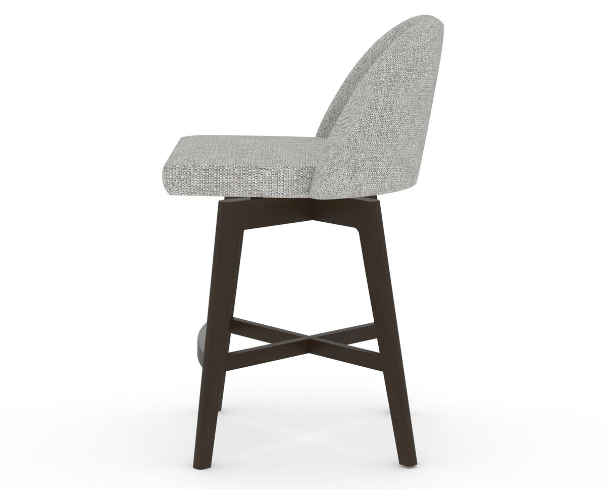 Canadel Downtown Tove Counter Stool in Davy's Grey, 7C Fabric, side view