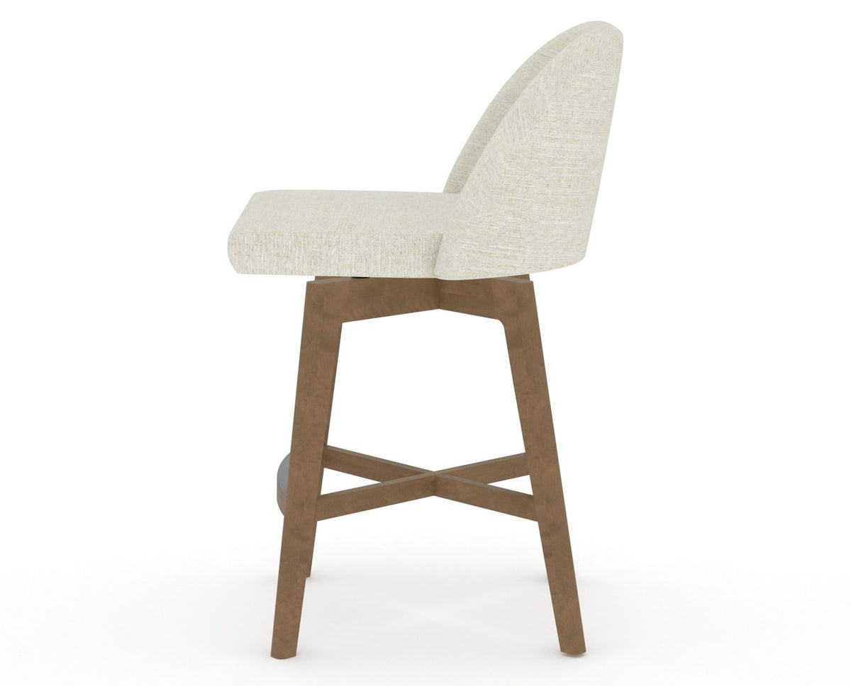 Canadel Downtown Tove Counter Stool in Pecan Washed, TW Fabric, side view