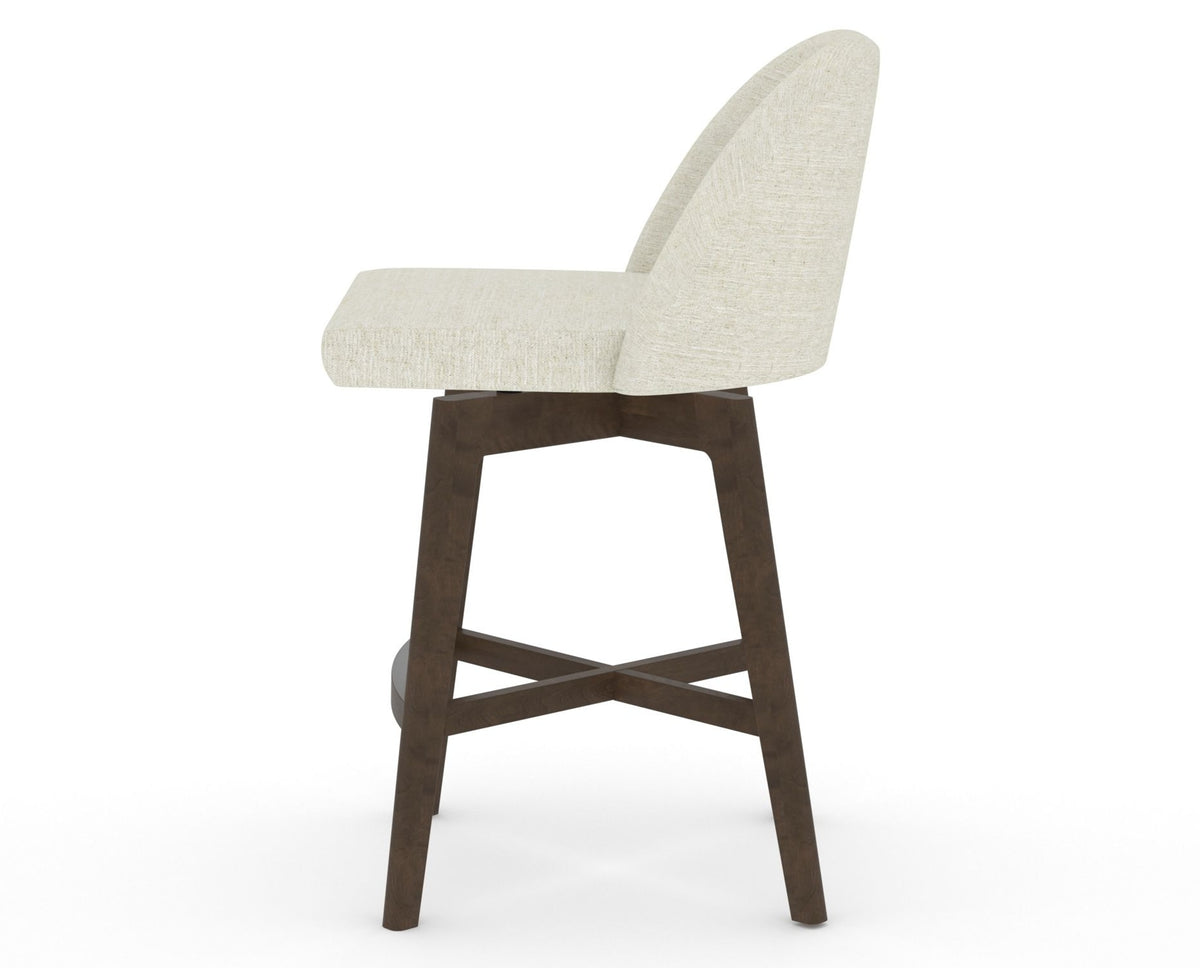 Canadel Downtown Tove Counter Stool in Hazelnut Washed, TW Fabric, side view