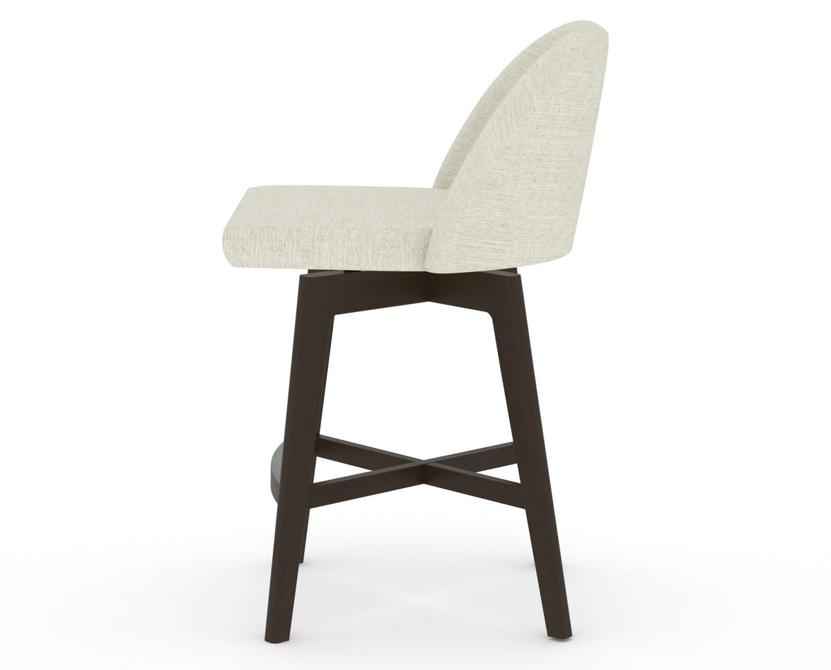 Canadel Downtown Tove Counter Stool in Davy's Grey, TW Fabric, side view
