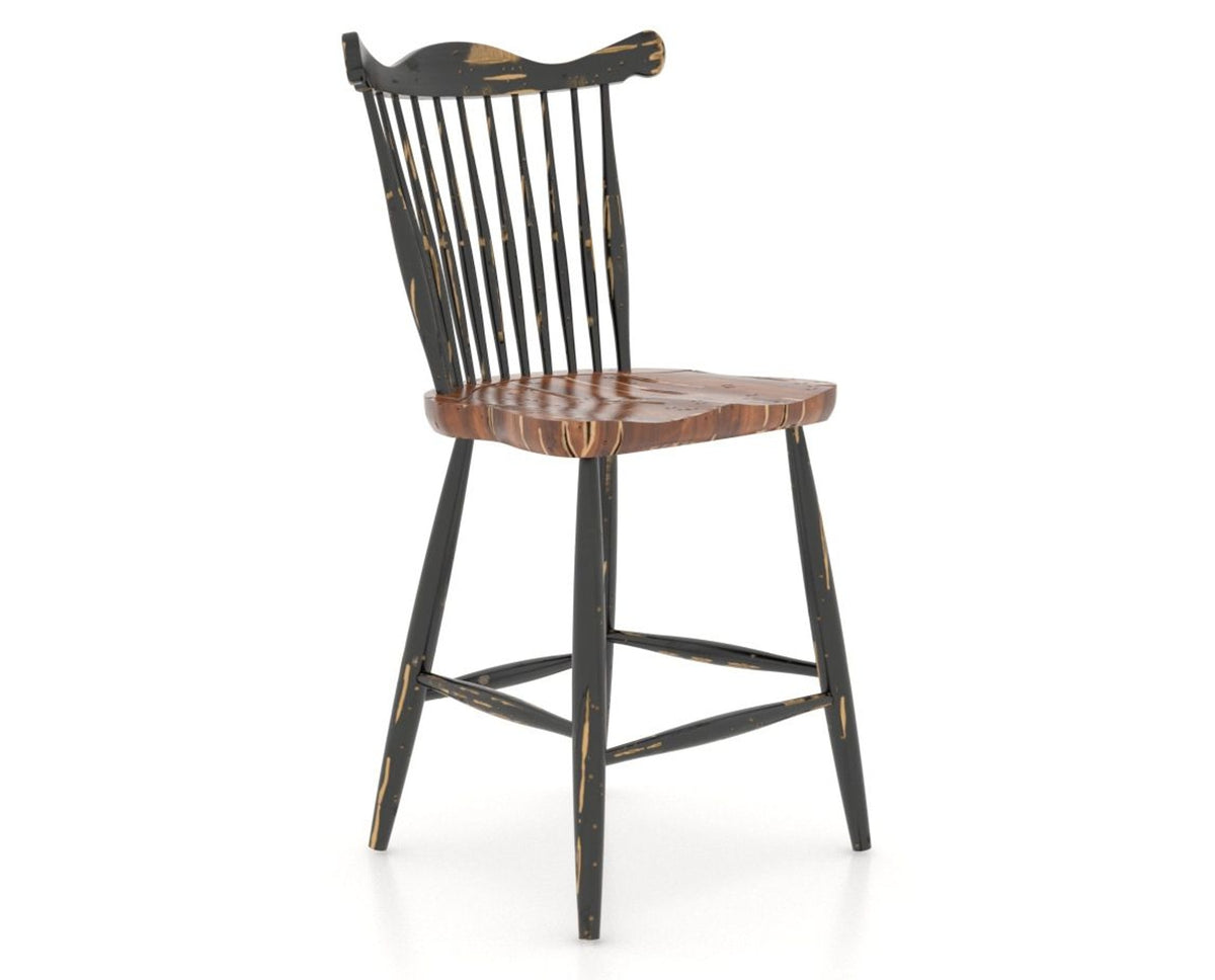 Canadel Champlain Wood Counter Stool 8162 in 63 Black / 33 Spice Washed, three-quarter view