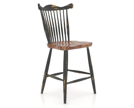 Canadel Champlain Wood Counter Stool 8162 in 63 Black / 33 Spice Washed, three-quarter view