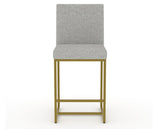 Canadel Modern Upholstered Counter Stool 8174 in 7C Fabric with a gold metal frame, front view