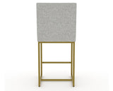 Canadel Modern Upholstered Counter Stool 8174 in 7C Fabric with a gold metal frame, back view