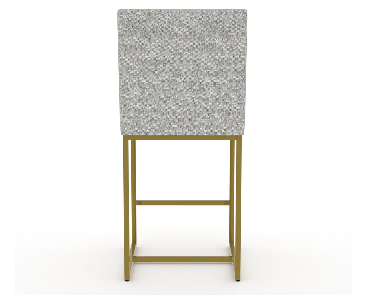 Canadel Modern Upholstered Counter Stool 8174 in 7C Fabric with a gold metal frame, back view