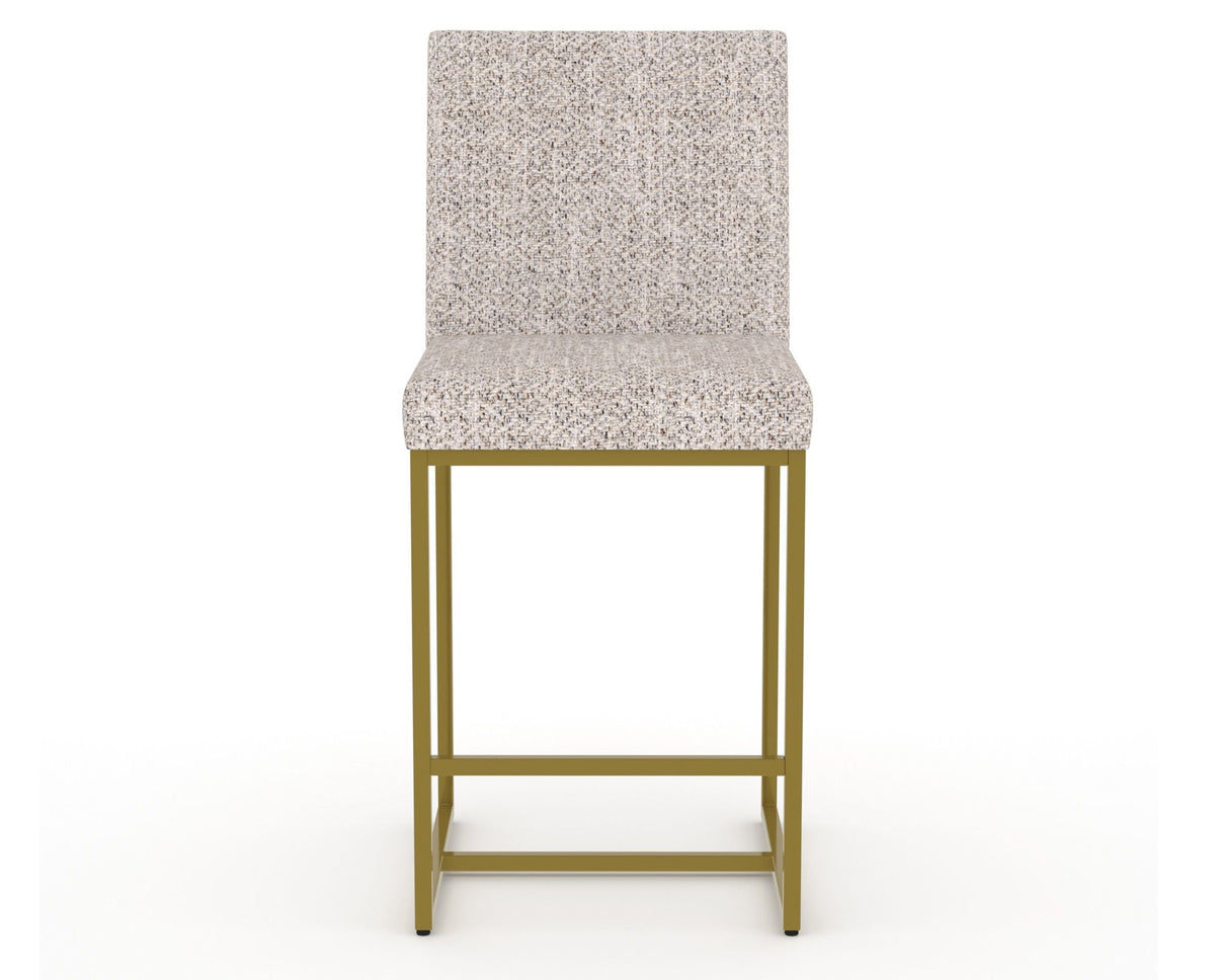 Canadel Modern Upholstered Counter Stool 8174 in FP Crypton® with a gold metal frame, front view
