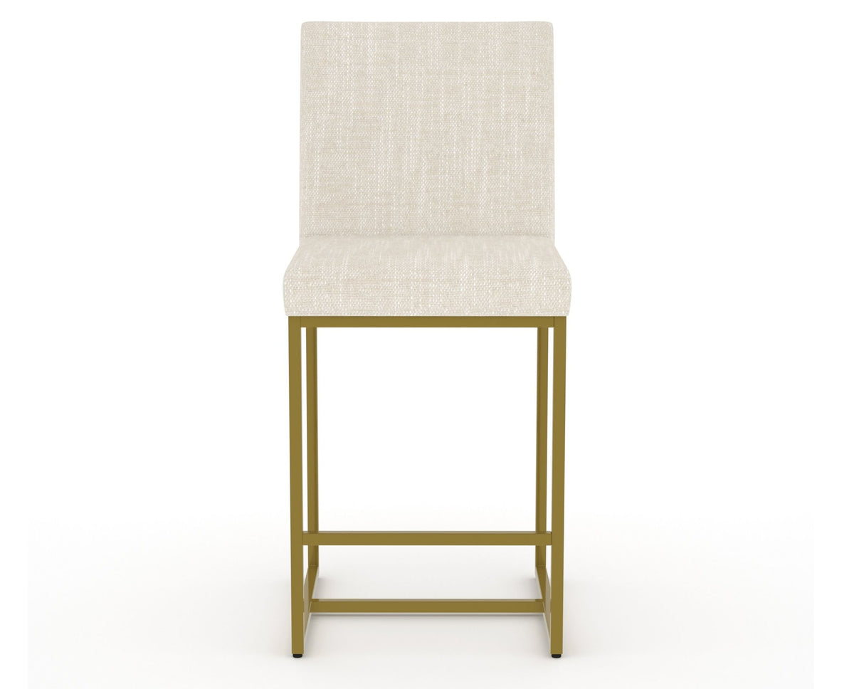 Canadel Modern Upholstered Counter Stool 8174 in FT InsideOut® with a gold metal frame, front view