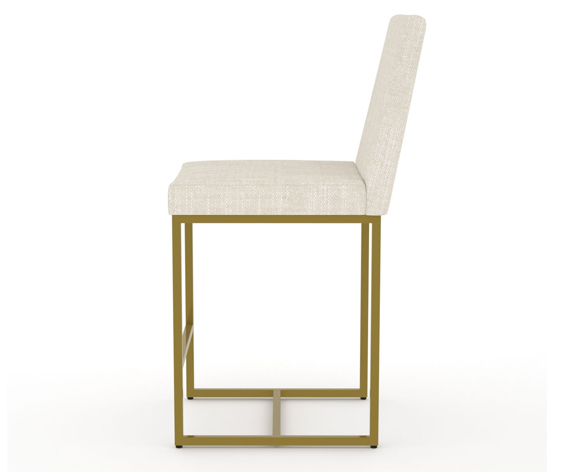 Canadel Modern Upholstered Counter Stool 8174 in FT InsideOut® with a gold metal frame, side view