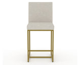 Canadel Modern Upholstered Counter Stool 8174 in TB Fabric with a gold metal frame, front view