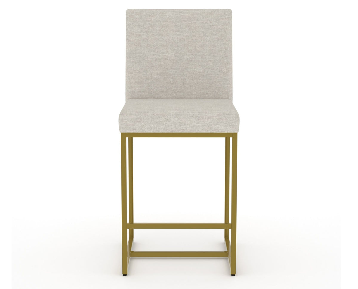 Canadel Modern Upholstered Counter Stool 8174 in TB Fabric with a gold metal frame, front view