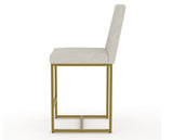 Canadel Modern Upholstered Counter Stool 8174 in TB Fabric with a gold metal frame, side view
