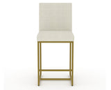 Canadel Modern Upholstered Counter Stool 8174 in TW Fabric with a gold metal frame, front view
