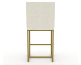 Canadel Modern Upholstered Counter Stool 8174 in TW Fabric with a gold metal frame, back view