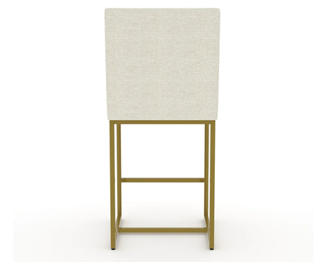 Canadel Modern Upholstered Counter Stool 8174 in TW Fabric with a gold metal frame, back view
