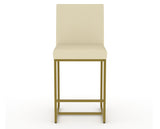 Canadel Modern Upholstered Counter Stool 8174 in XZ Faux Leather with a gold metal frame, front view