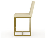 Canadel Modern Upholstered Counter Stool 8174 in XZ Faux Leather with a gold metal frame, side view