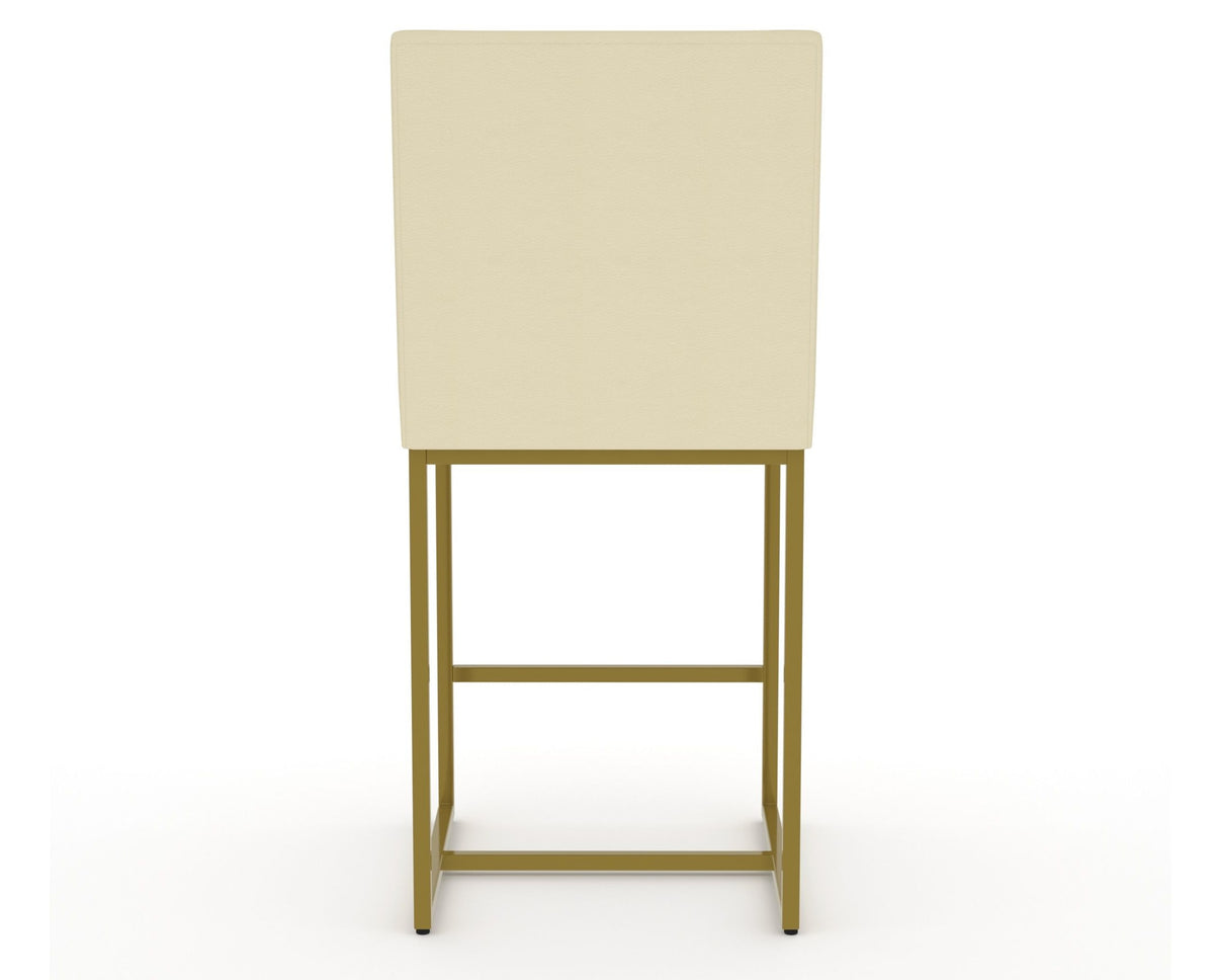 Canadel Modern Upholstered Counter Stool 8174 in XZ Faux Leather with a gold metal frame, back view