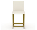 Canadel Modern Upholstered Counter Stool 8174 in YJ Faux Leather with a gold metal frame, front view