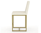 Canadel Modern Upholstered Counter Stool 8174 in YJ Faux Leather with a gold metal frame, side view