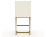 Canadel Modern Upholstered Counter Stool 8174 in YJ Faux Leather with a gold metal frame, back view