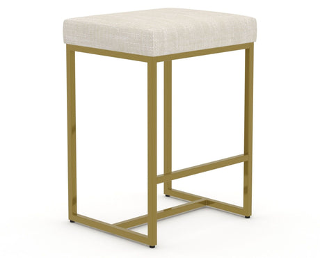 Canadel Modern Upholstered Counter Stool 8176 in FT InsideOut® with a gold metal frame, three-quarter view