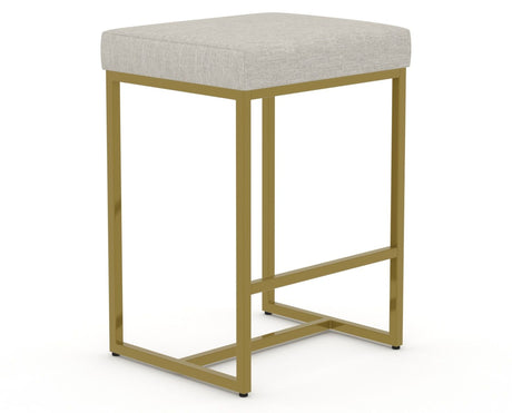 Canadel Modern Upholstered Counter Stool 8176 in TB Fabric with a gold metal frame, three-quarter view