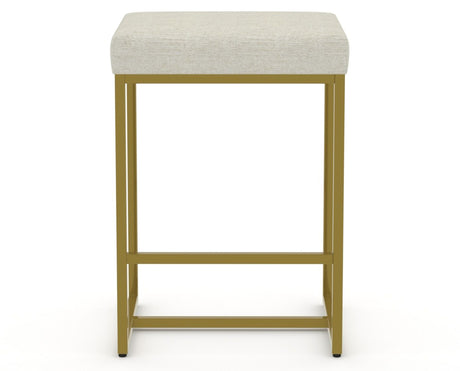 Canadel Modern Upholstered Counter Stool 8176 in TW Fabric with a gold metal frame, front view
