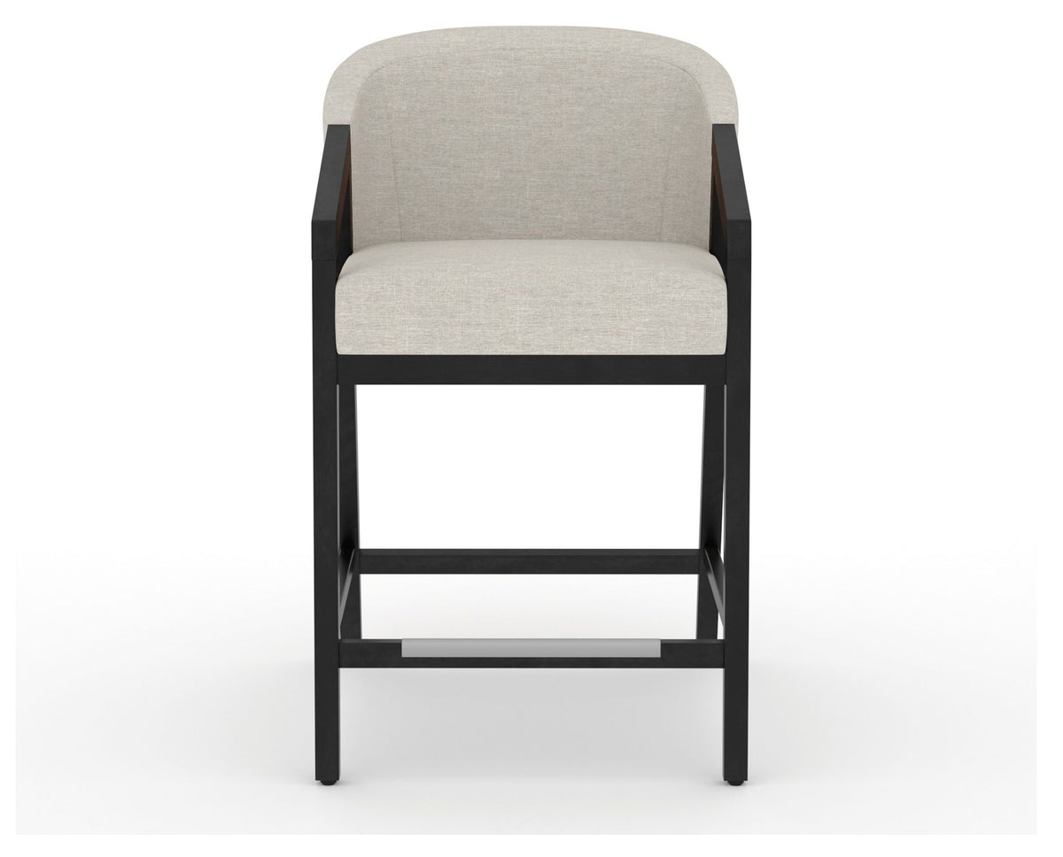 Canadel Modern Angle Counter Stool in Dark Smoke, TB Fabric, front view