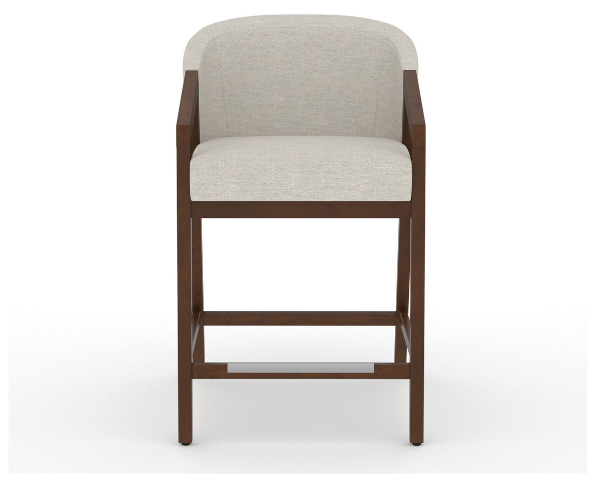Canadel Modern Angle Counter Stool in Cognac Washed, TB Fabric, front view