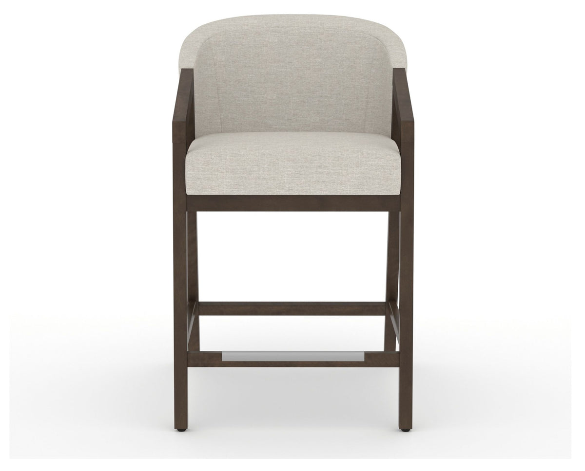 Canadel Modern Angle Counter Stool in Hazelnut Washed, TB Fabric, front view