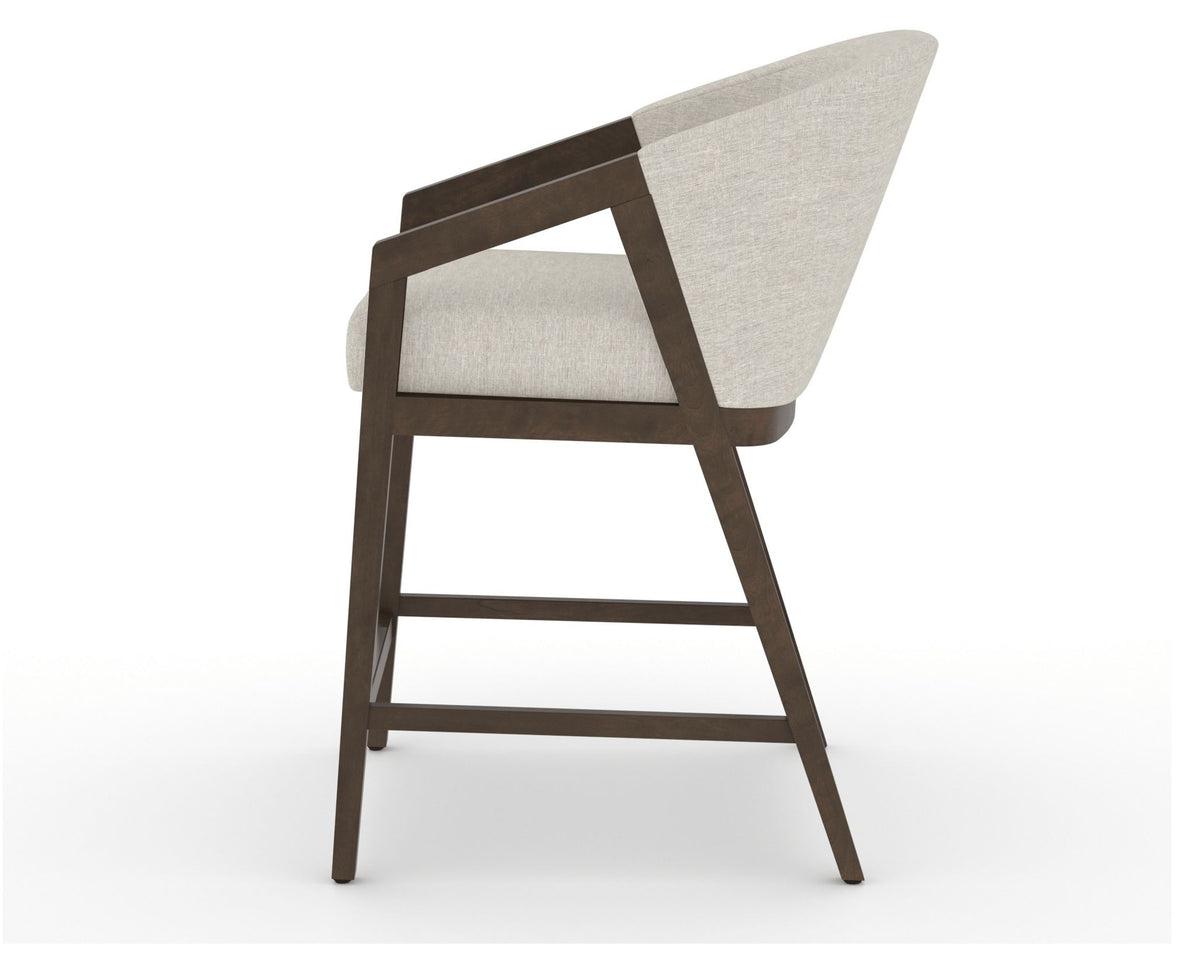 Canadel Modern Angle Counter Stool in Hazelnut Washed, TB Fabric, side view