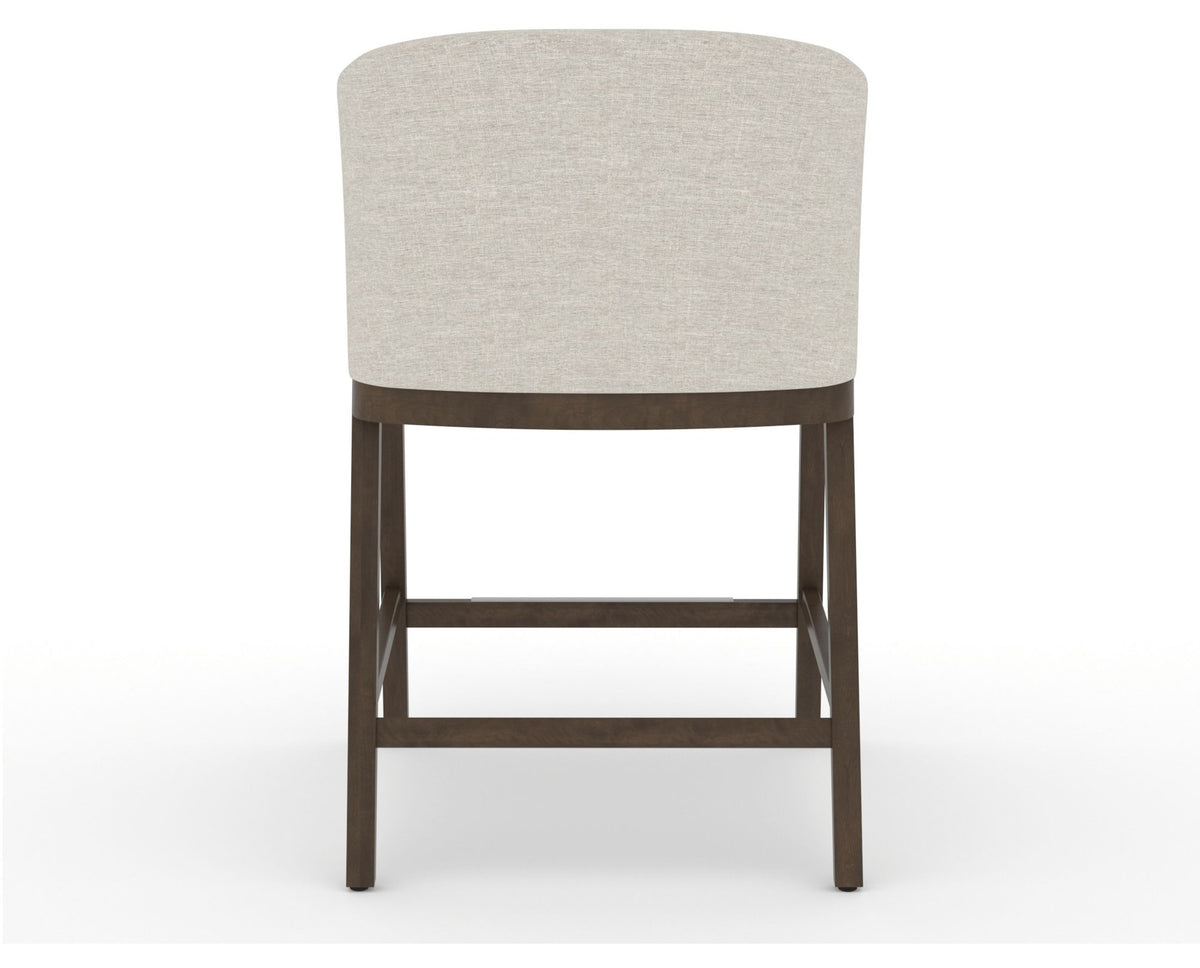 Canadel Modern Angle Counter Stool in Hazelnut Washed, TB Fabric, back view