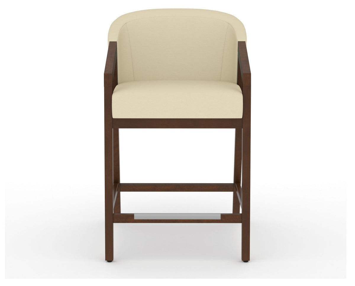 Canadel Modern Angle Counter Stool in Cognac Washed, XZ Faux Leather, front view