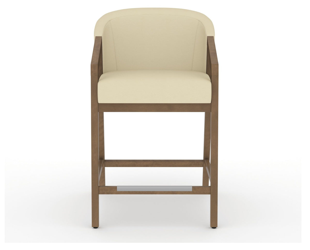 Canadel Modern Angle Counter Stool in Pecan Washed, XZ Faux Leather, front view
