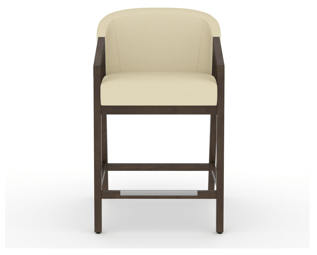 Canadel Modern Angle Counter Stool in Hazelnut Washed, XZ Faux Leather, front view